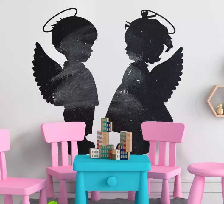 Csodálatos két angyal sziluettek írnak a matricára - TenStickers
