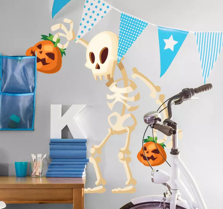 Csontváz tökökkel Halloween matrica - TenStickers
