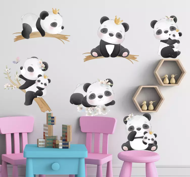 Cuki panda család matrica - TenStickers