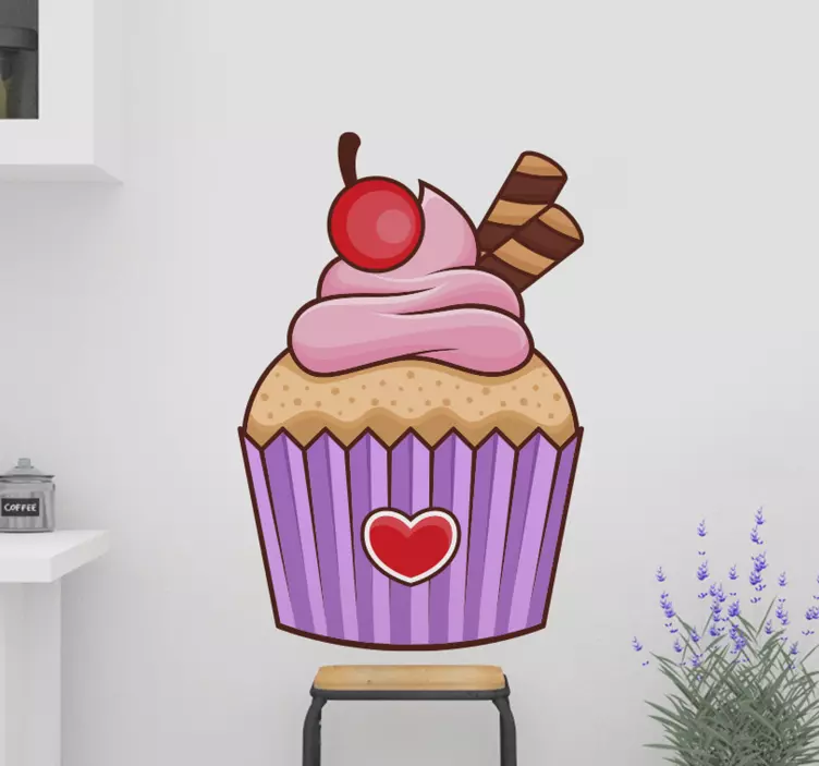 Cupcake keksz és cseresznye étel matrica - TenStickers