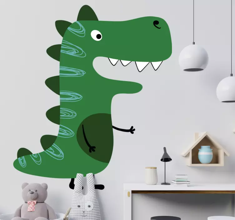 Dinoszaurusz zöld rajzolt dinoszaurusz fal matrica - TenStickers