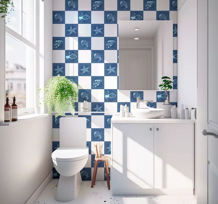 Díszes tengeri élet csempe matrica - TenStickers