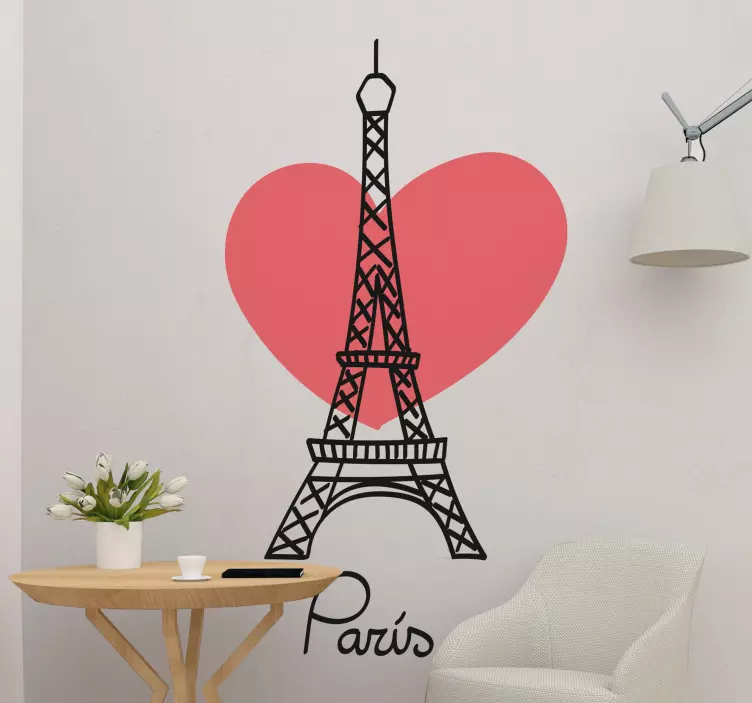 Eiffel-torony kis szív párizs matrica - TenStickers