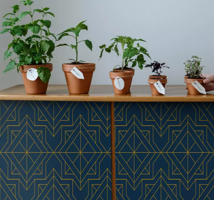 Elegáns művészeti mélykék mintás bútor matrica - TenStickers