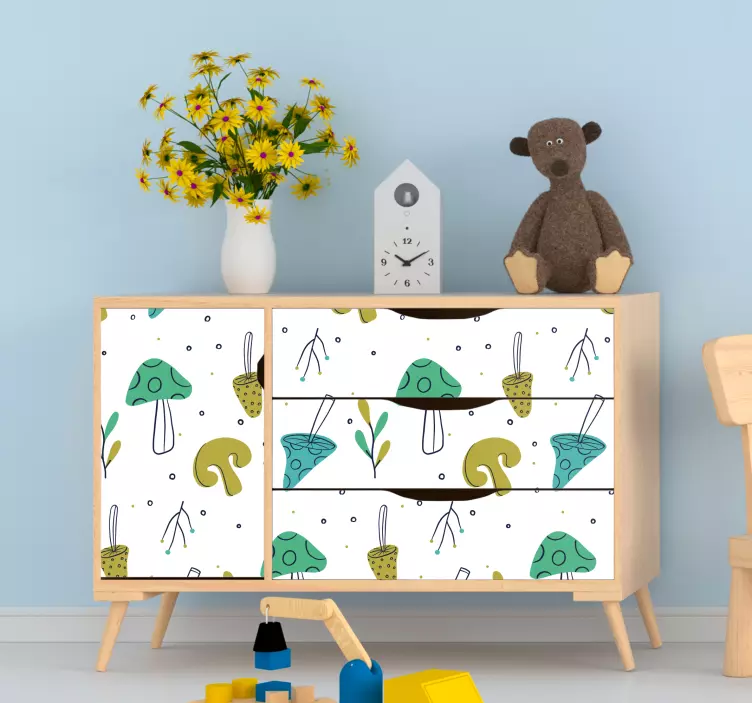 Élénk gomba minta bútor matrica - TenStickers