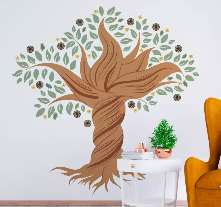életfa csavart fa falmatrica - TenStickers
