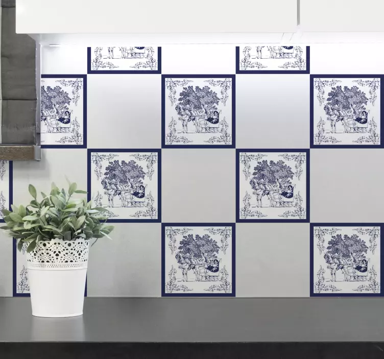 Ember a ló szán csempe matrica - TenStickers