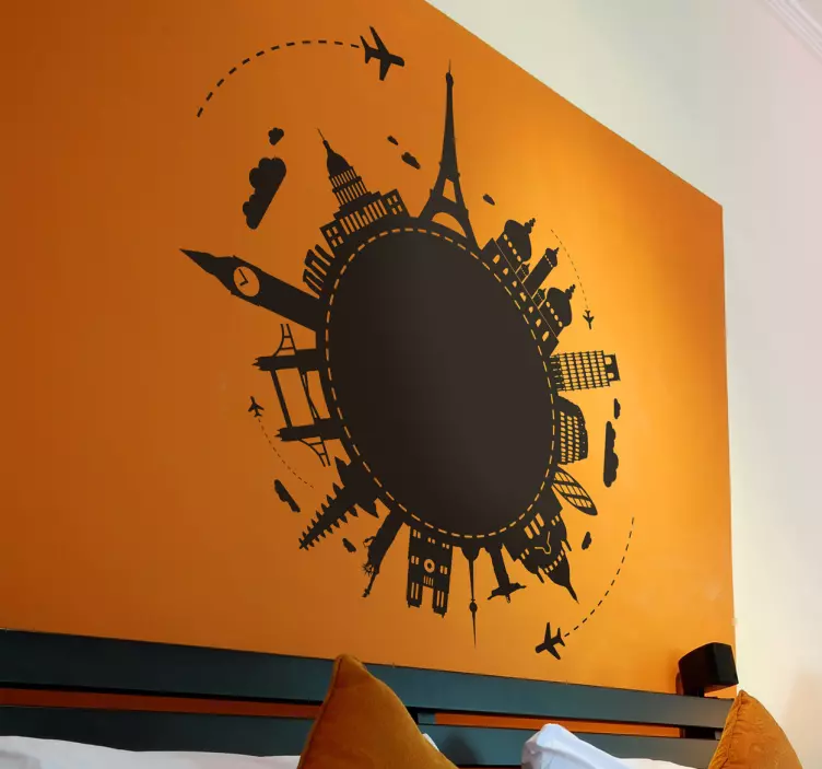 Emlékmű földgömb matrica - TenStickers