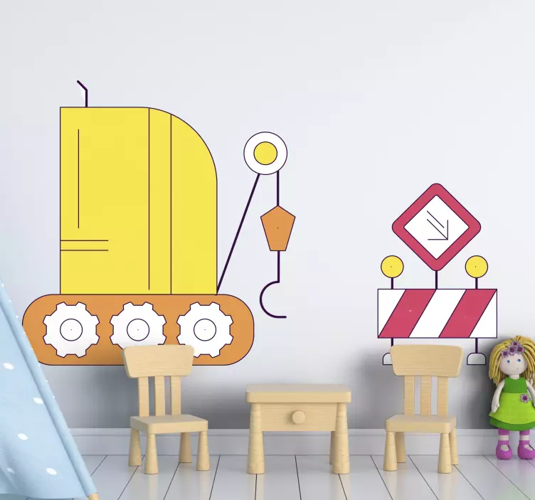 Építőjármű izgalom matrica gyerekeknek - TenStickers