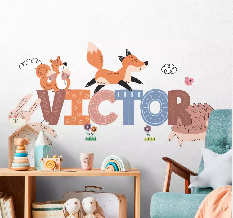 Erdei kölyök állatok személyre szabott matrica - TenStickers