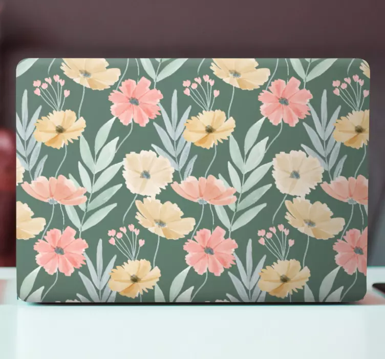 Eredeti akvarell virágmintás laptop bőr - TenStickers