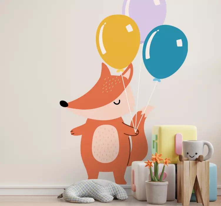 északi róka lufi illusztráció matrica - TenStickers