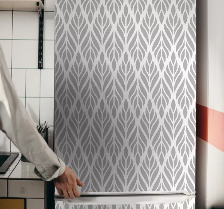 Etnikai virágos szürke mintás hűtőszekrény matrica - TenStickers