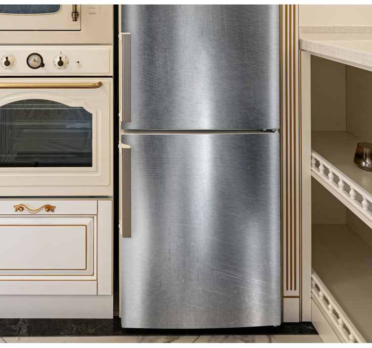 Ezüst fém rusztikus textúra hűtőszekrény matrica - TenStickers