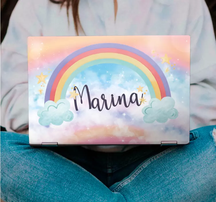 Fantasztikus szivárvány szép felhőkkel laptop laptopokkal - TenStickers