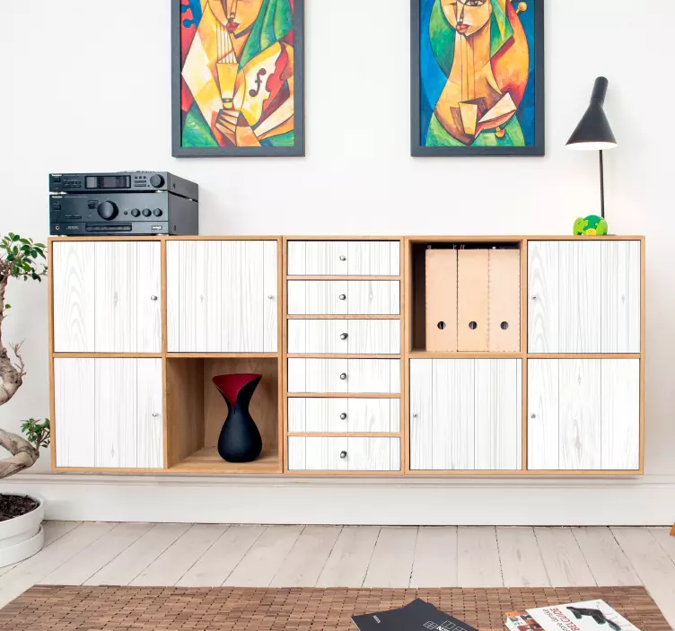 Fehér fa mintás bútor matrica - TenStickers