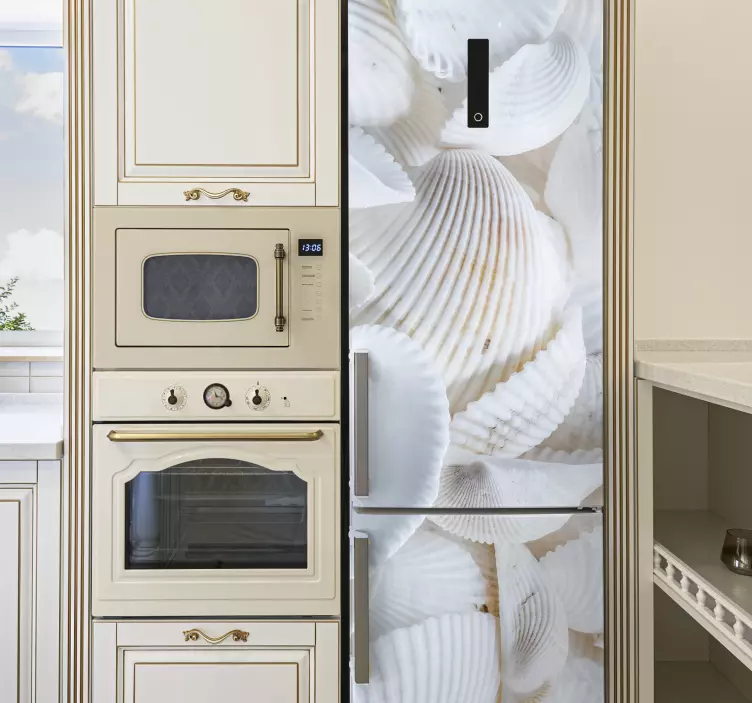 Fehér kagyló hűtőszekrény matrica - TenStickers