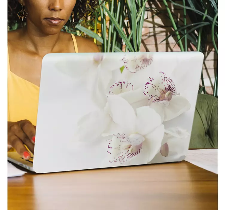 Fehér orchidea laptop matrica - TenStickers