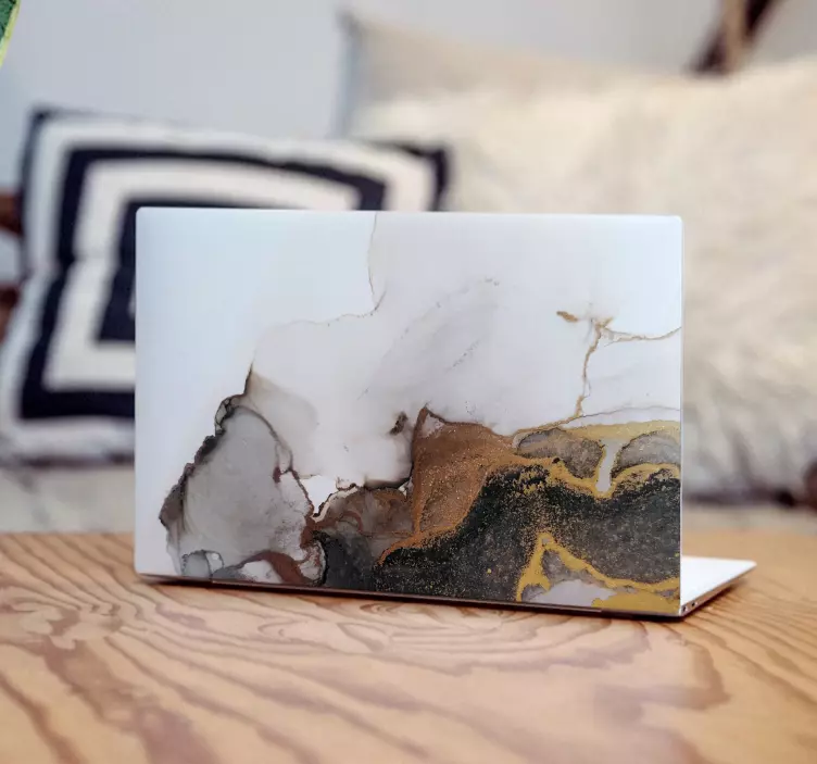 Fekete és arany márvány laptop bőr - TenStickers