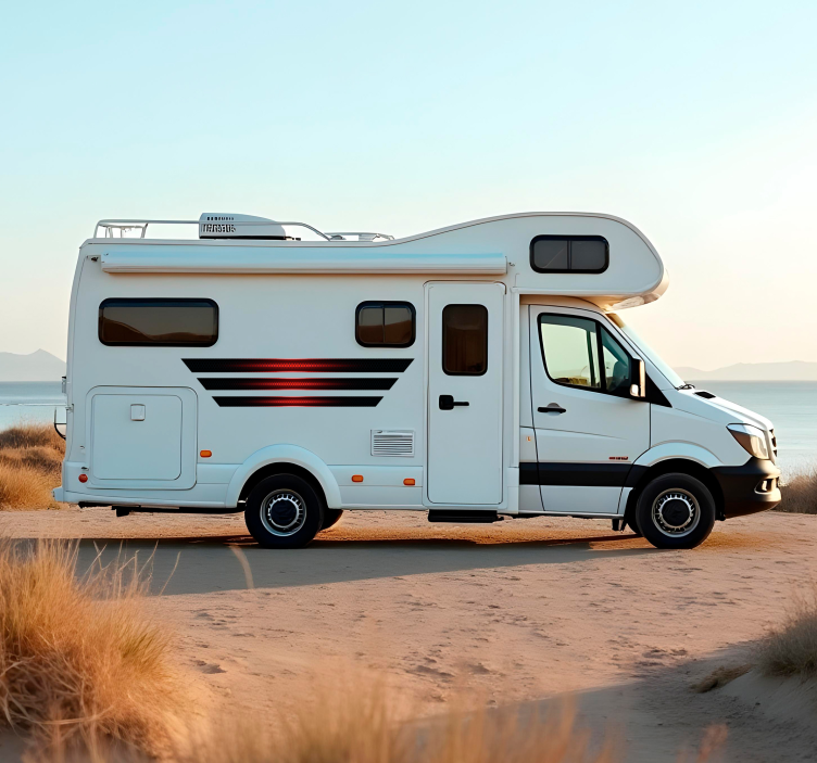 Fekete és piros csíkok lakókocsi matrica - TenStickers