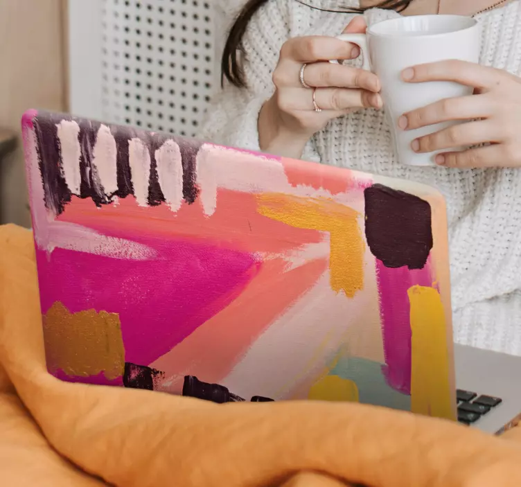 Fekete és rózsaszín modern splash laptop bőr - TenStickers