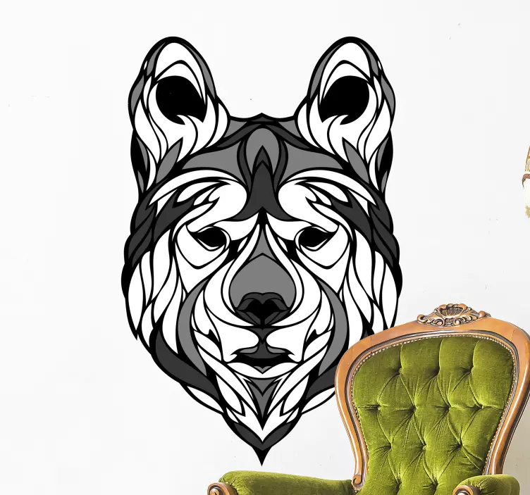 Fekete-fehér farkas vadállat matrica - TenStickers