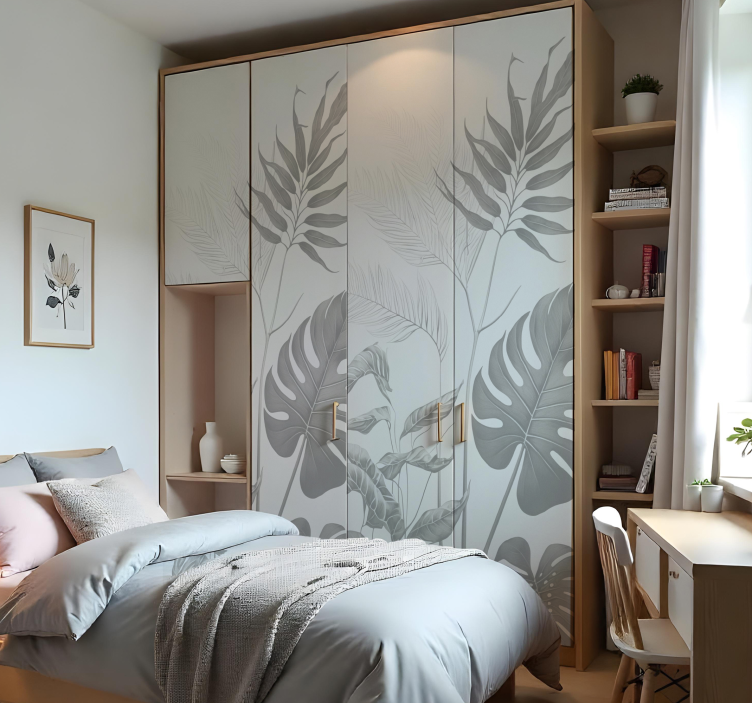 Fekete-fehér növények Bútor falmatrica - TenStickers