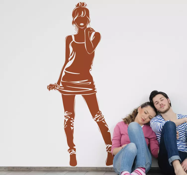 Fiatal elegáns hölgy divat matrica - TenStickers