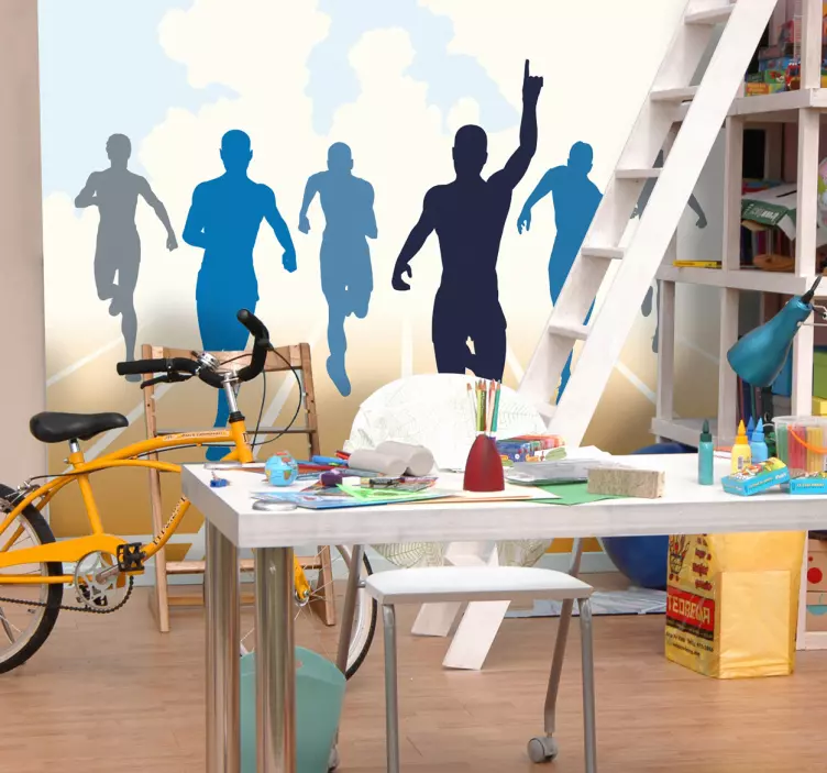 Futó emberek sziluettje üzleti matrica - TenStickers