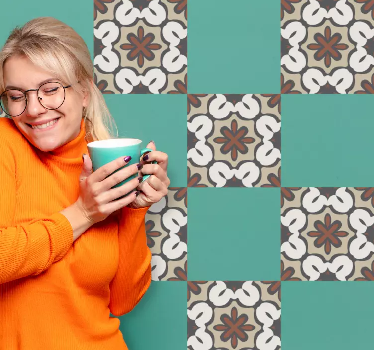 Geometrikus bézs mintás csempematrica - TenStickers