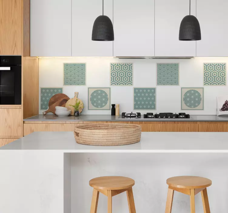 Zöld japandi csempematrica - TenStickers