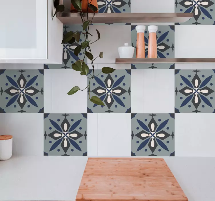 Geometrikus virágmintás csempematrica - TenStickers