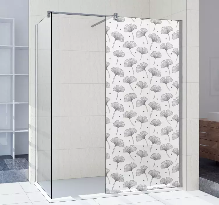 Gingko levelek fehér mintás zuhanyzó matrica - TenStickers