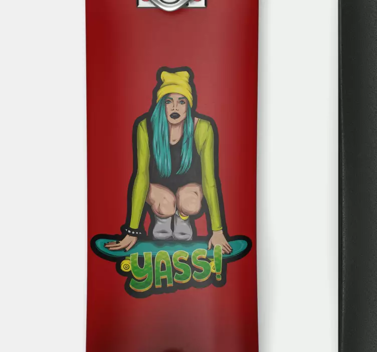 Gördeszka iskolás lány fal matrica - TenStickers