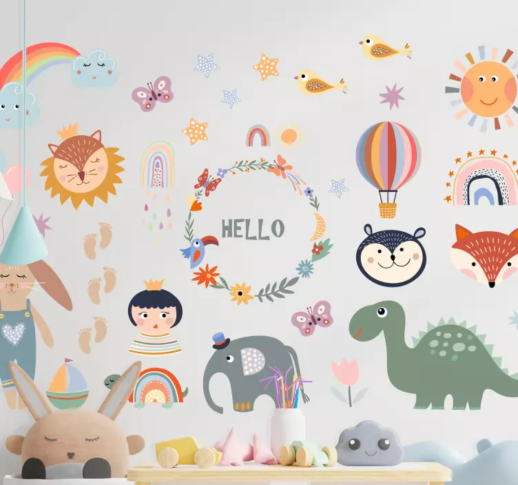 Gyerekek elem virágos gyermek hálószoba matrica - TenStickers