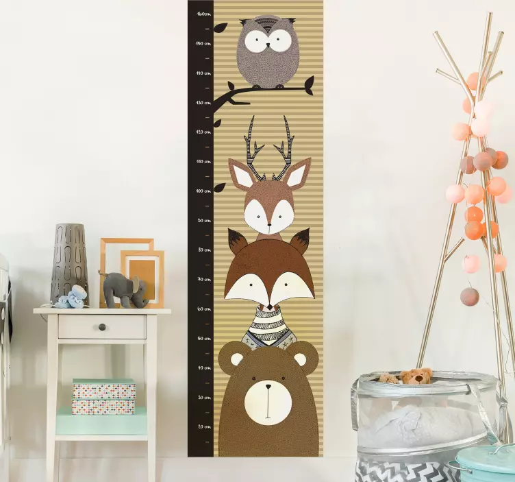 Gyermek állatok méteres magasság diagram matrica - TenStickers