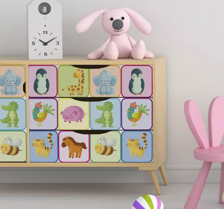 Gyermekbútor állat fal matrica - TenStickers
