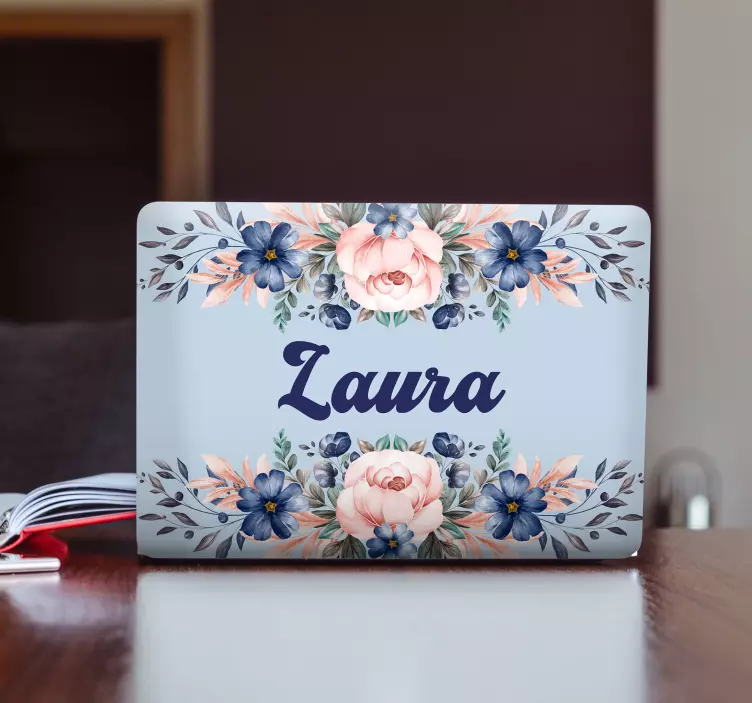 Gyönyörű banner virágos levelek laptop bőr - TenStickers