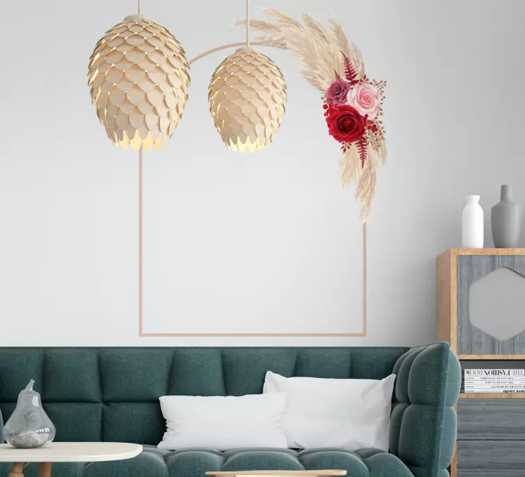 Gyönyörű ívváz száraz pampas tükör matrica - TenStickers