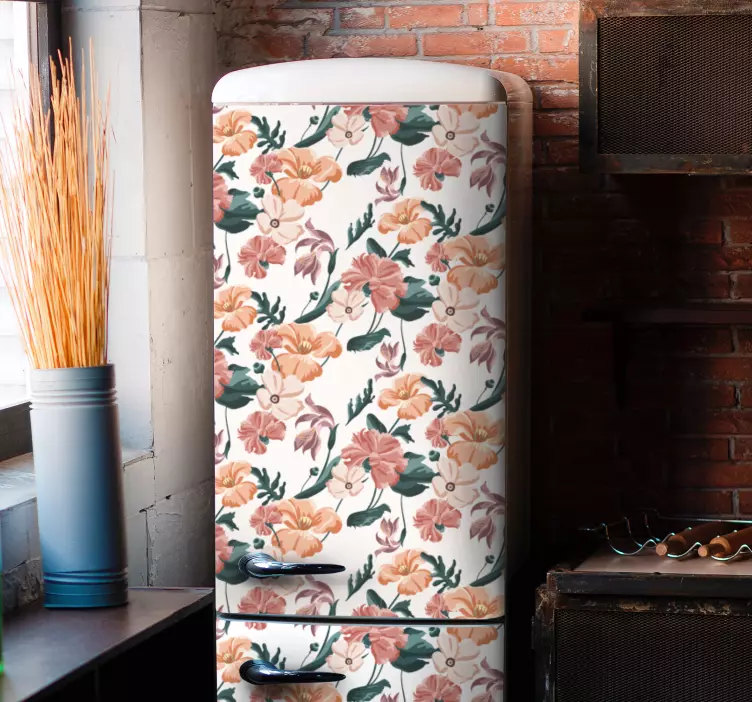 Gyönyörű pasztellvirág mintás hűtőszekrény matrica - TenStickers