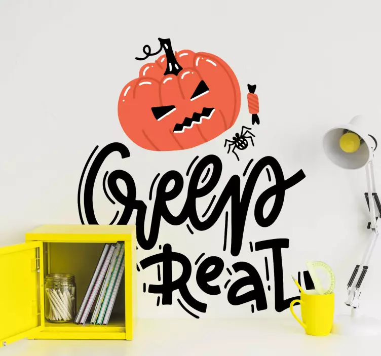 Hátborzongató tök dizájn Halloween matrica - TenStickers