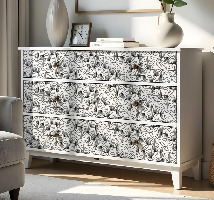 Hatszögletű mintázat vonalakkal Bútor falmatrica - TenStickers