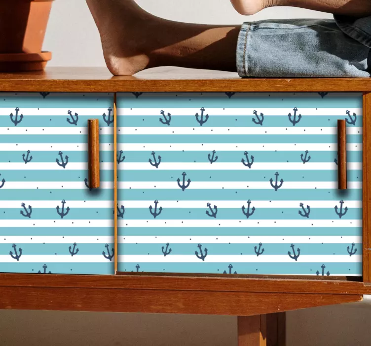 Horgony csíkos mintás bútor matrica - TenStickers