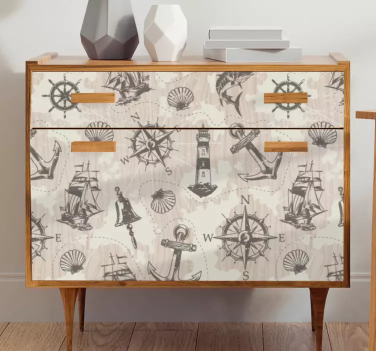 Horgonyok fa deszka mintás bútor matrica - TenStickers