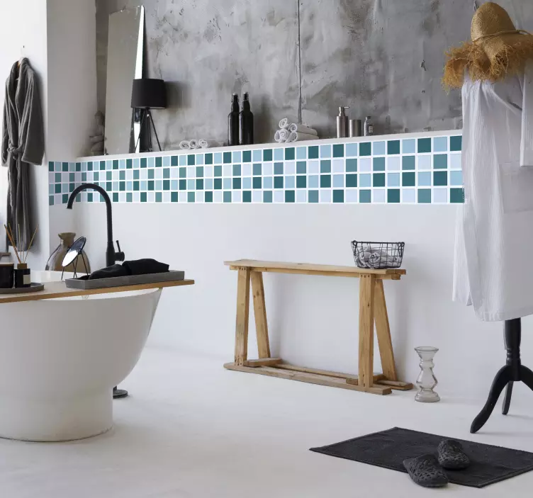 Hűvös tónusú fürdőszoba mozaik csempe transzfer - TenStickers