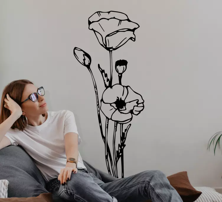 Illusztráció pipacs virágok matrica - TenStickers