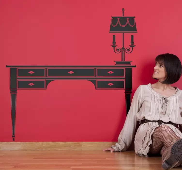 íróasztal és lámpa sziluett matrica - TenStickers