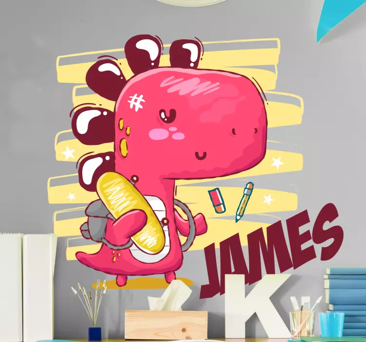 Iskolába járó dino névdinoszaurusz matricával - TenStickers