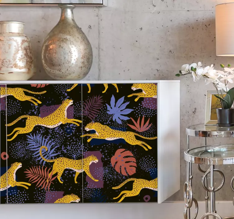 Ugró leopárdok bútor matrica - TenStickers