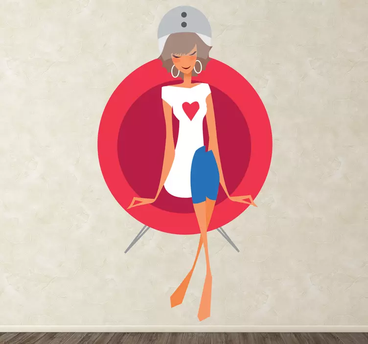 Játékos nő ül Matrica karakterek - TenStickers